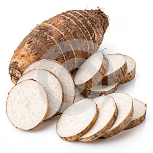 Raw Taro and Sliced
