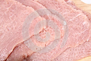 Raw tenderized pork chops