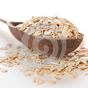 Raw thick rolled oats photo