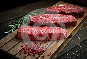 Raw top blade beef steak