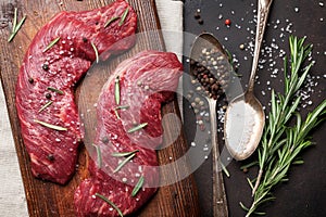 Raw top blade or denver steak