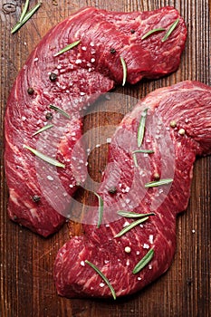 Raw top blade or denver steak