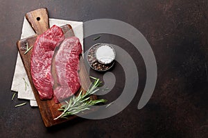 Raw top blade or denver steak