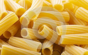 Raw tortiglioni pasta for cooking
