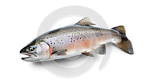 Raw trout isolated. Fresh cutthroat, steelhead fish, whole rainbow trout, trutta, fario