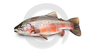 Raw trout isolated. Fresh cutthroat, steelhead fish, whole rainbow trout, trutta, fario photo