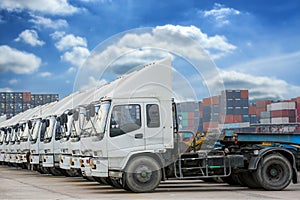 Raw of Truck in container depot