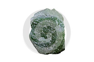 Raw of Tsavorite garnet Gemstone isolated on white background.  The emerald-green family of Grossular Garnet.