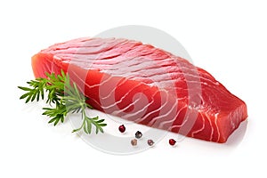 Raw tuna fish fillet with herbs and spices