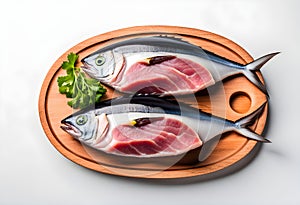raw tuna fish on white isolated photo