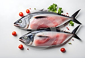 raw tuna fish on white isolated photo