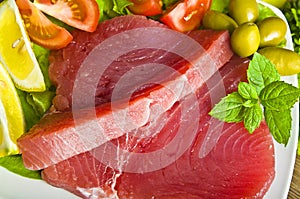 Raw tuna steak