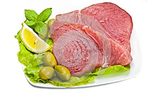 Raw tuna steak