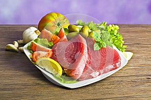 Raw tuna steak