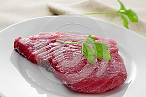 Raw tuna steak