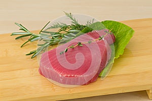 Raw tuna steak