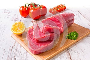 Raw tuna steak