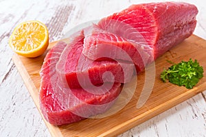 Raw tuna steak