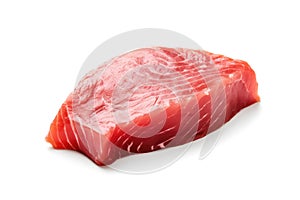 Raw tuna steak isolated, Red sea fish fillet, fresh tuna filet, seafood sashimi, bluefin piece, akami