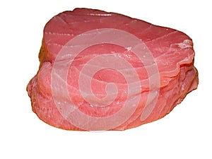Raw tuna steak isolated on white