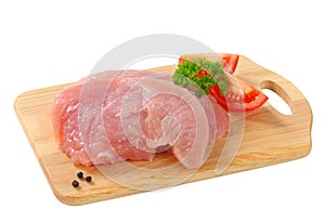 Raw turkey escalopes