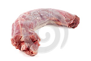 Raw turkey neck on white background