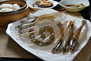 Raw uncook shrimp seafood