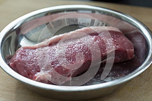 Raw uncooked beef steak