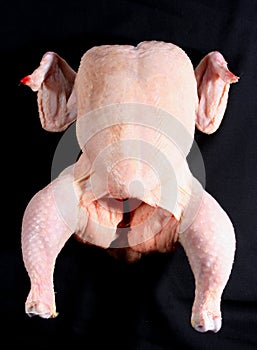 Raw uncooked chicken on black photo