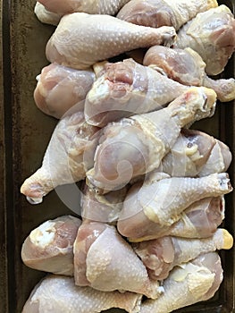 Raw uncooked chicken legs