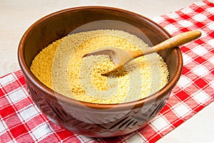 Raw uncooked couscous