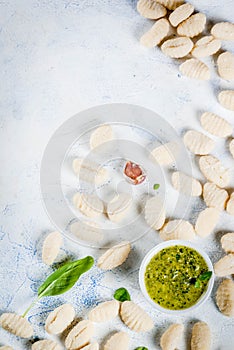 Raw uncooked potato gnocchi