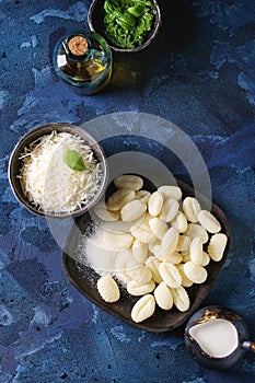 Raw uncooked potato gnocchi