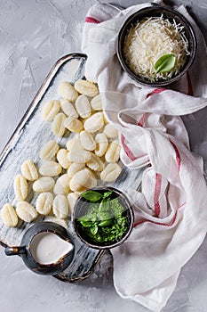 Raw uncooked potato gnocchi