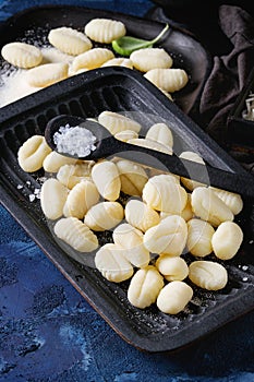 Raw uncooked potato gnocchi