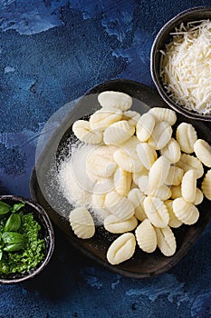 Raw uncooked potato gnocchi