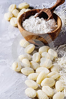 Raw uncooked potato gnocchi