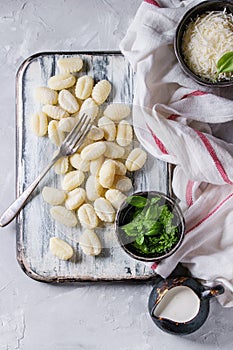 Raw uncooked potato gnocchi