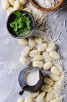 Raw uncooked potato gnocchi