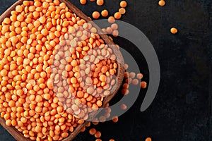 Raw uncooked red lentils