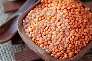 Raw uncooked red lentils