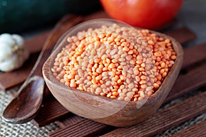 Raw uncooked red lentils