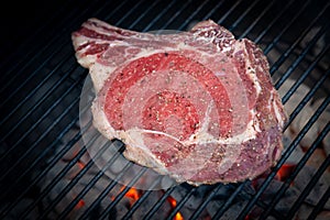 Raw uncooked Rib Eye steak