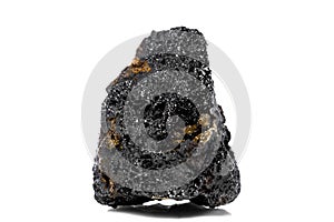 Raw and unrefined manganese ore in front of white isolated background