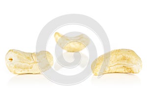 Raw unsalted cashew isolated on white