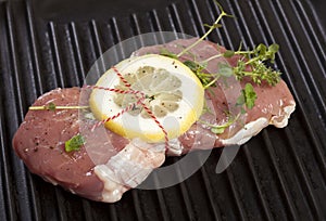 Raw Veal Steak with Lemon and Thyme