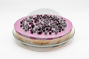 Raw vegan cake with blueberries photo