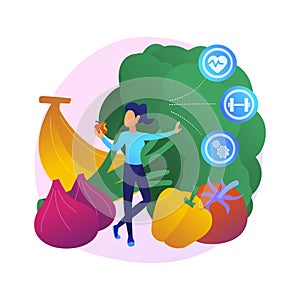 Raw veganism abstract concept vector illustration.