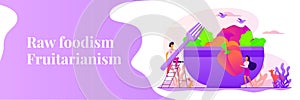 Raw veganism web banner concept. photo