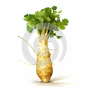 Precise Realism: Vector Illustration Of Cilantro Root Vegetable